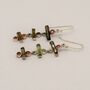 Pink Green Tourmaline Silver Earrings, thumbnail 2 of 5