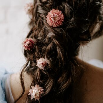Pippa Dried Straw Flower Wedding Bridal Hair Pins, 4 of 6