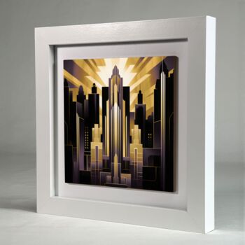 Urban Horizons Art Deco Three Framed Ceramic Art Tile, 2 of 10