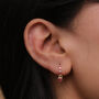 18 K Gold Plated Hot Pink Heart Cz Huggie Earrings, thumbnail 2 of 7