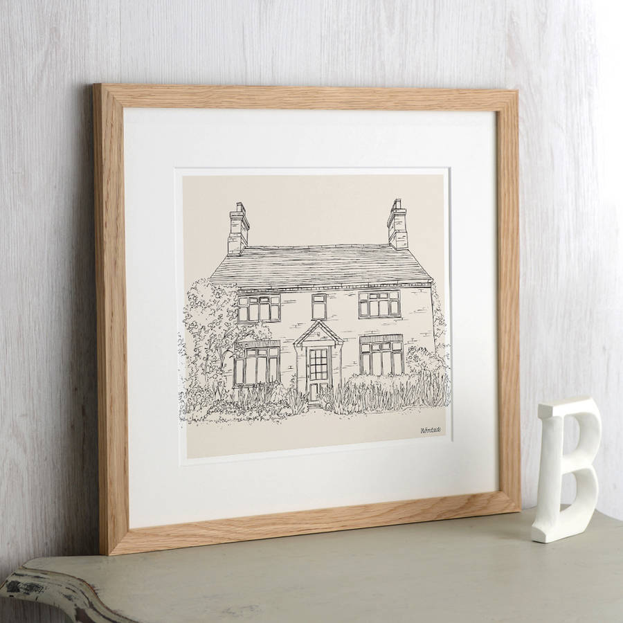 Hand Drawn Bespoke House Sketch By Letterfest Notonthehighstreet Com