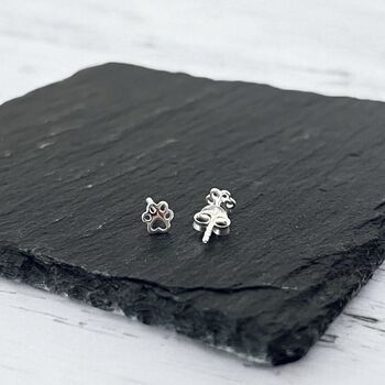 Sterling Silver Paw Stud Earrings, 2 of 5