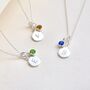 Sterling Silver Mini Initial And Birthstone Necklace, thumbnail 3 of 8