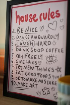 House Rules Print Cozy Home Gift Idea, 4 of 4