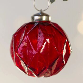 Diamond Cut Red Glass Bauble, 2 of 4