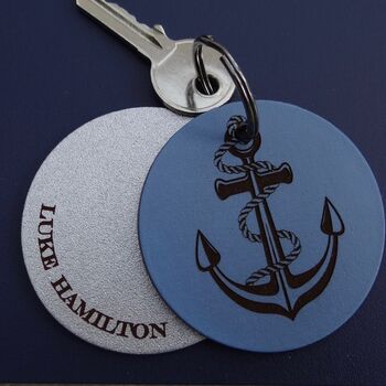 Anchor Personalised Leather Keyring Or Luggage Tag, 2 of 4