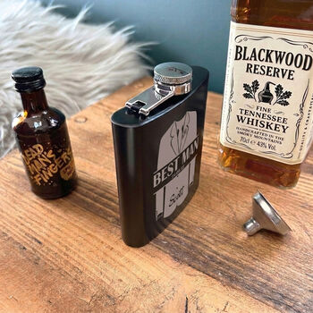 Personalised Shirt And Jacket Engraved Wedding 6oz Hip Flask, 3 of 7