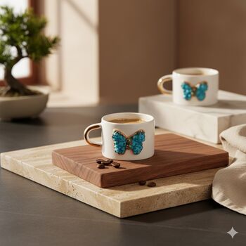 Handmade Butterfly Ceramic Mug With Golden Handle, 350ml, 3 of 3