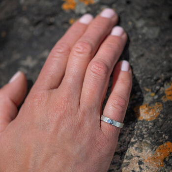Moonstone June Birthstone Ring In Textured Sterling Silver, 4 of 10