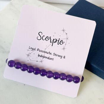 Scorpio Rose Quartz Amethyst Beaded Bracelet Gift, 3 of 4