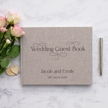 Decorative Text Design Personalised Wedding Guest Book, 5 of 11