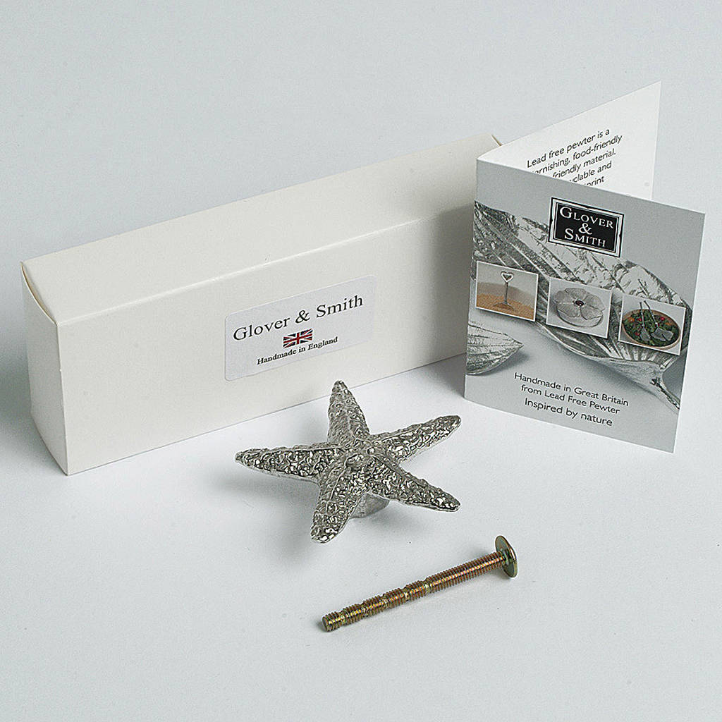 Starfish Solid Pewter Handles, Door Knobs By Glover And Smith
