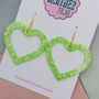 Large Sparkly Heart Earrings, thumbnail 10 of 12