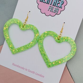 Large Sparkly Heart Earrings, 10 of 12