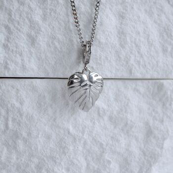 Monstera Leaf Charm Necklace Gift 925, 7 of 7