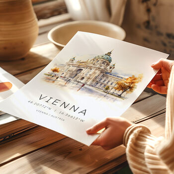 European City Landmark Travel Poster Of Vienna Austria, 5 of 7