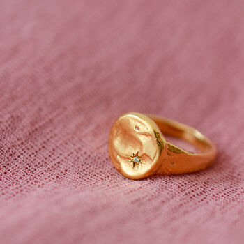 Personalised Textured Birthstone Classic Signet Ring, 3 of 12