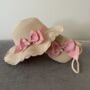 Personalised Childrens Pink Bow Sun Hat And Bag Set, thumbnail 1 of 4