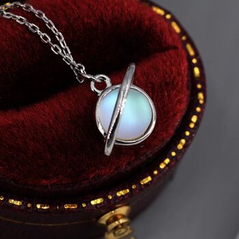 Moonstone Planet Necklace In Sterling Silver, 6 of 10