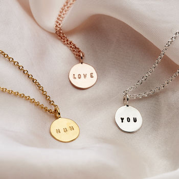 Personalised 9ct Gold Hammered Disc Necklace, 3 of 5
