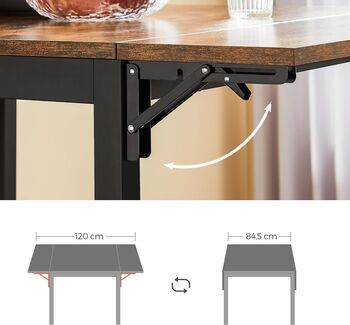 Extendable Dining Table Folding Drop Leaf Kitchen Table, 4 of 7