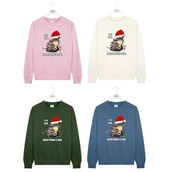 Everything's Fine Tangled Cat Christmas Sweatshirt, 4 of 8