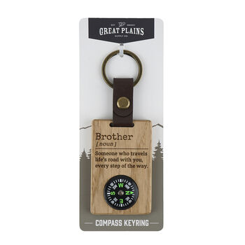 Great Plains 'Brother' Oak Compass Keyring, 2 of 2