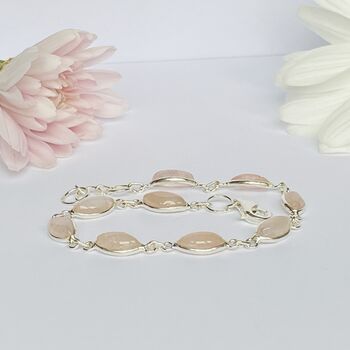 Solid Silver Bracelets With Rose Quartz Gemstones, 4 of 4