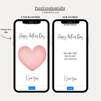 Personalised Mothers Day Gift Digital Scratchcard Reveal, 2 of 3