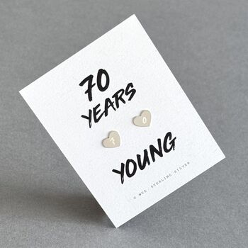 70th Birthday Heart Earrings In Sterling Silver, 2 of 2