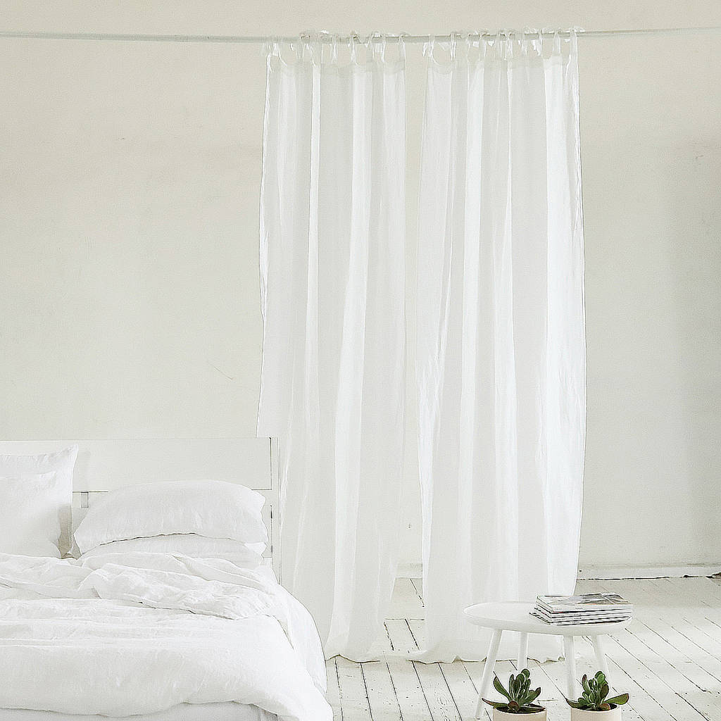 Linen Stone Washed Curtains With Ties By LinenMe