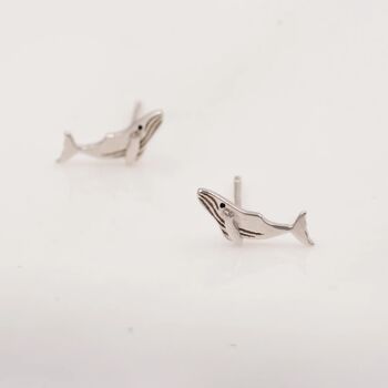 Humpback Whale Stud Earrings In Sterling Silver, 4 of 11