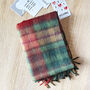 Men's Green Red Tartan Check Wool And Cashmere Blend Scarf, thumbnail 1 of 5