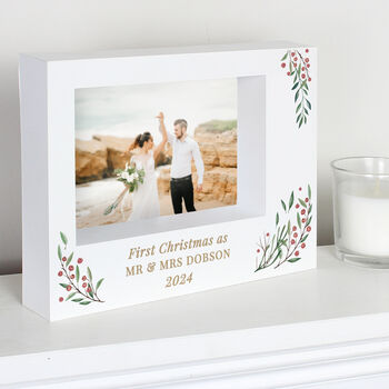 Personalised Christmas Foliage 5x7 Box Photo Frame, 2 of 3