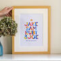 Personalised Family Names Colourful Print, thumbnail 3 of 6