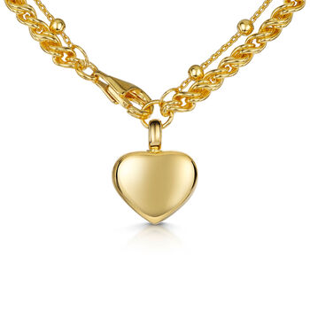 Rope Chain Heart Urn Ashes Bracelet – 18 K Gold Plate, 2 of 7