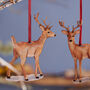 Family Of Deer Wooden Hanging Christmas Decorations, thumbnail 3 of 5