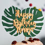 Tropical Happy Birthday, Mr And Mrs Wedding Cake Topper, thumbnail 4 of 5