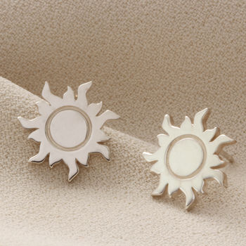 Silver Personalised Sun Earrings, 3 of 4