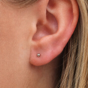 3mm Sterling Silver Grey Pearl Stud Earrings, 2 of 3