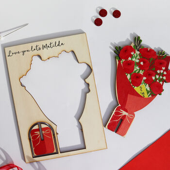 Pop Out Wooden Keepsake Roses Card, 3 of 9