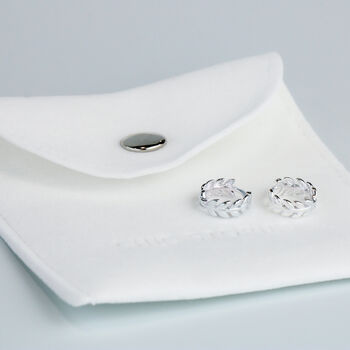 Laurel Leaf Huggie Hoop Earrings, 4 of 5