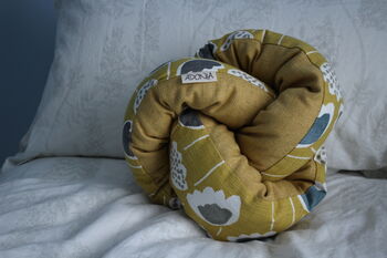 Handmade Mustard Floral Knotted Cushion, 5 of 5