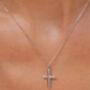 Sacred Hammered Cross Necklace Sterling Silver, thumbnail 5 of 5