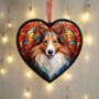Sheltie Stained Glass Effect Heart Suncatcher, thumbnail 2 of 5