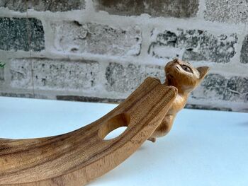 Wooden Cat Wine Bottle Holder Tabletop Wine Rack Gift, 3 of 9