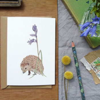 Hedgehog And Bluebell Any Occasion Greetings Card, 2 of 5