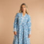 Indian Cotton China Blue Paisley Print Dress, thumbnail 1 of 4