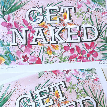 'Get Naked' Illustrated Typography Print, 3 of 3