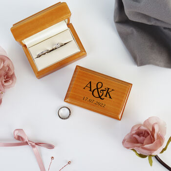 Personalised Double Wedding Ring Wooden Box, 7 of 7